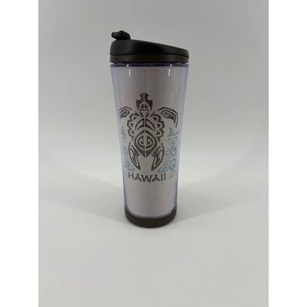 Starbucks Hawaii Tumbler Tribal Turtle 16oz Brown Teal Plastic Travel Mug Unisex